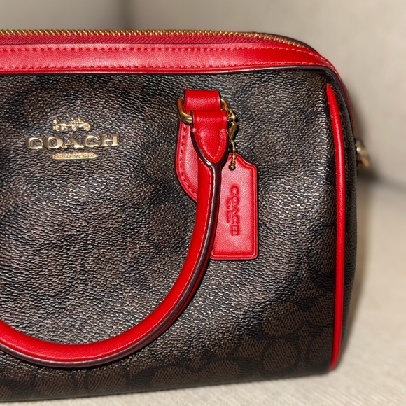 Coach Red and Brown Satchel Bag - Picture 3 of 7